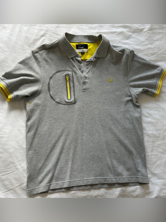 Fred Perry Other - Fred Perry Grey Polo with Yellow Trim and Zip Pocket